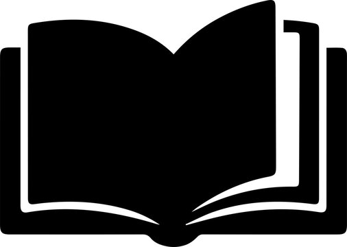 Open book silhouette icon representing literacy education and knowledge sharing.
