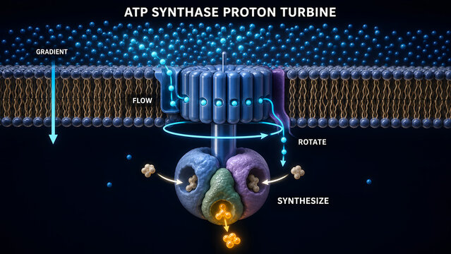 ATP Synthase Proton Turbine Educational Infographic