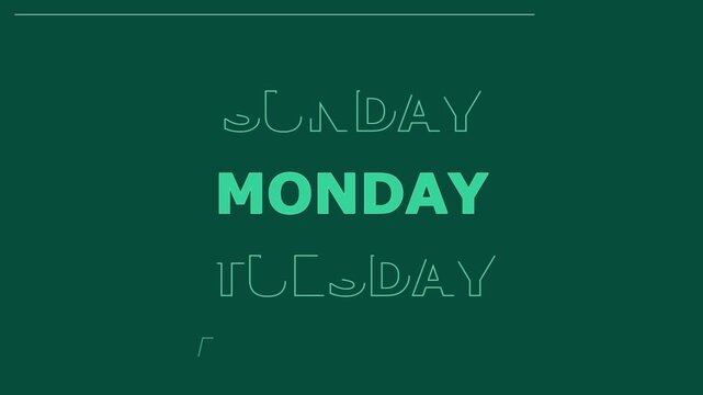Animated days of the week typography scrolling motion graphics