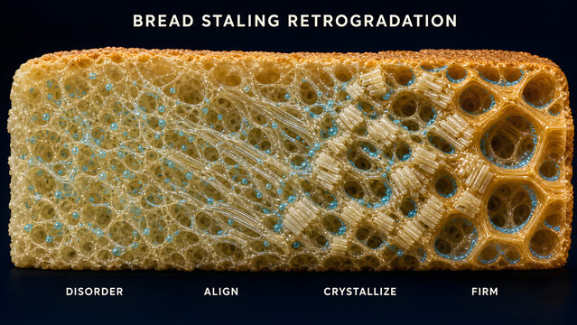 Bread Staling Retrogradation Educational Infographic Process