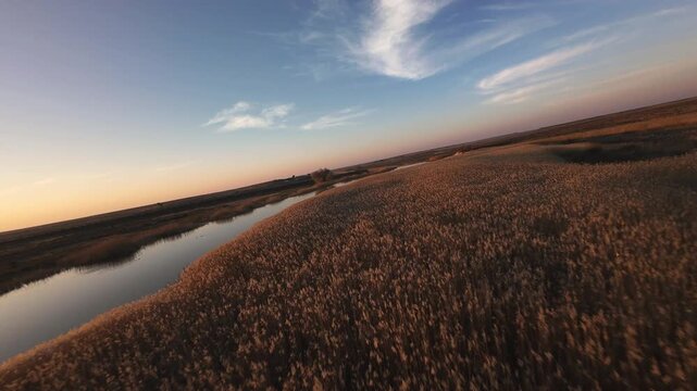 Sunset over the river