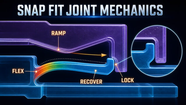 Snap Fit Joint Mechanics Educational Infographic