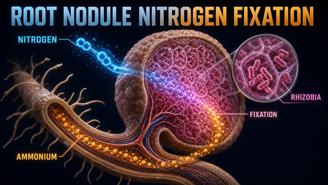 Root Nodule Nitrogen Fixation Educational Infographic