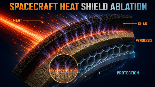 Spacecraft Heat Shield Ablation Educational Infographic