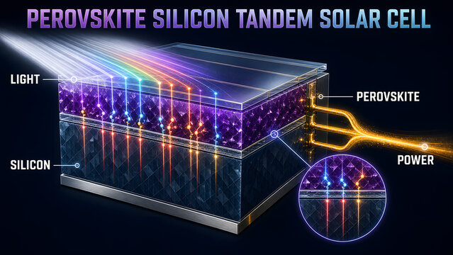 Perovskite Silicon Tandem Solar Cell Infographic