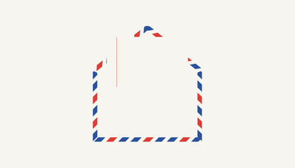 Obraz premium Vintage airmail envelope with characteristic red and blue diagonal striped border, slightly open with a blank letter inside.
