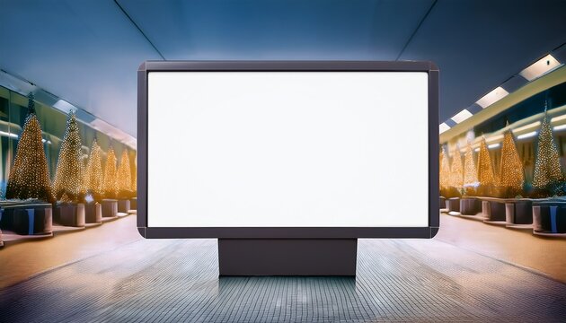 blank advertising display screen mockup stands ready for marketing promotion insertion