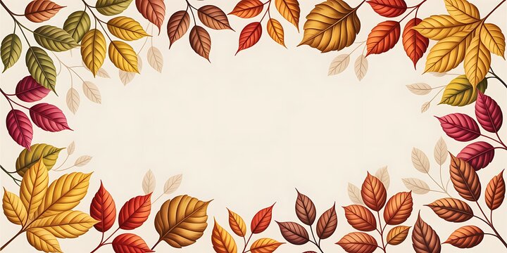 Colorful autumn leaves decorative border design with natural transparent background