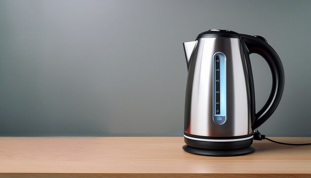 sleek electric kettle with blank mockup area