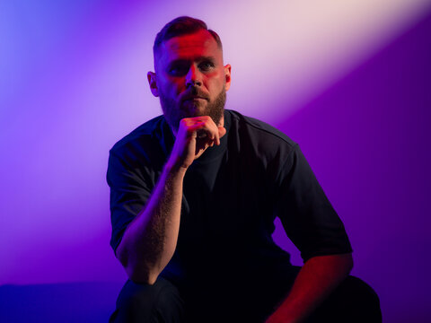 Thoughtful man studio portrait 