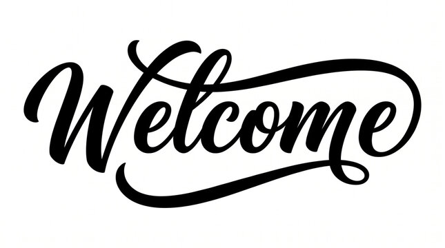 Handwritten cursive welcome text in bold black ink on plain white surface