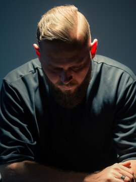 Deep thinking man portrait 