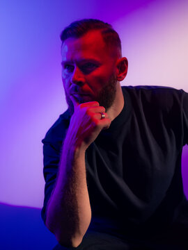 Deep thinking man portrait 