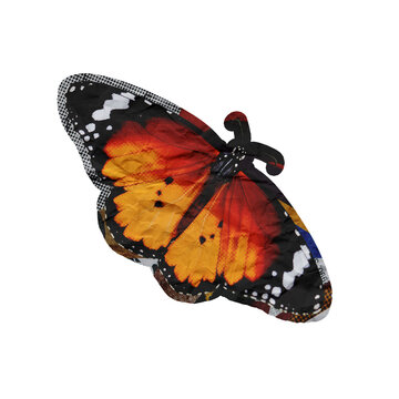 Template Halftone Butterfly Collage Art Element Isolated on a Transparent Background