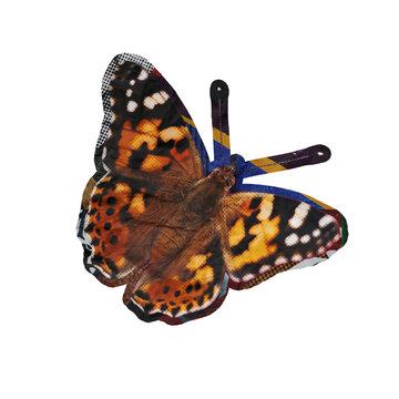 Template Halftone Butterfly Collage Art Element Isolated on a Transparent Background
