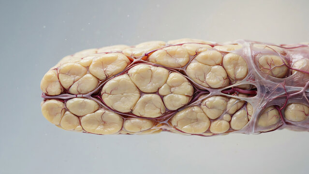 Detailed cross section view of a plant stem showing internal cellular structure and vascular bundles