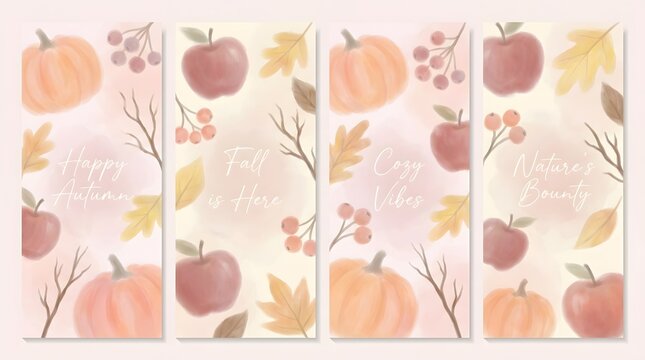 Soft pastel fruit pattern with apples and branches on a light background