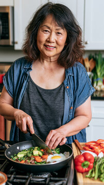 Healthy Asian Senior Woman Enjoying an Active and Independent Lifestyle