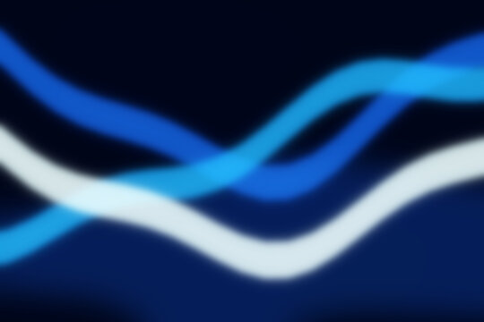 Abstract background, with intertwining blurred, blue and white, wavy light lines, creating a fluid, and soft motion, effect on a, dark navy surface