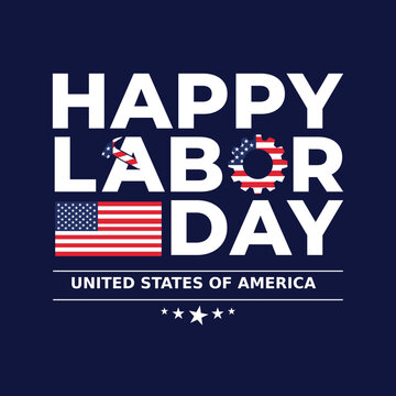 USA Happy Labor Day Celebration &ndash; American Flag, Workers and Festive Background
