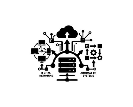 Digital cloud network and automation system icon