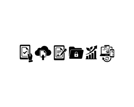 Set of black business and technology icons