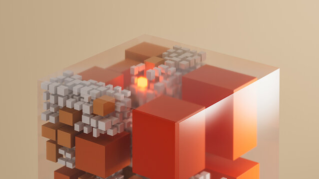 Exploring abstract glass cube technology with light and structure