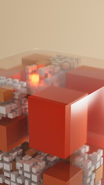 Exploring abstract glass cube technology with light and structure