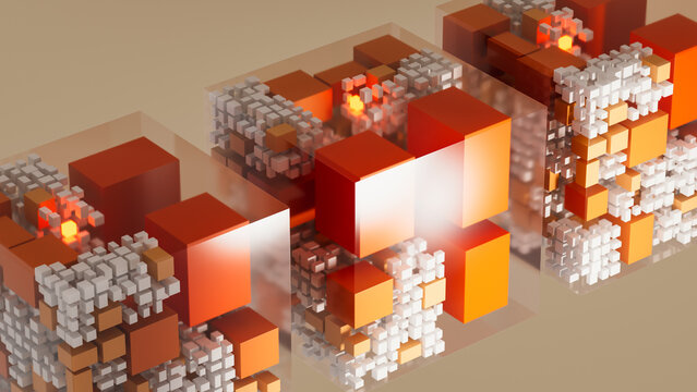 Exploring abstract glass cube technology with light and structure