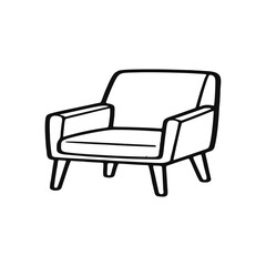 Fototapeta premium Modern Armchair Line Art Illustration Isolated on Transparent Background