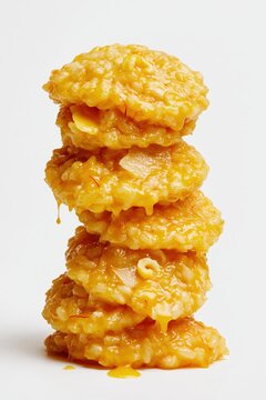 Saffron Risotto Close Up Stack on White Background