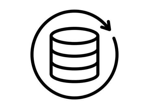 Simple database icon with circular arrow