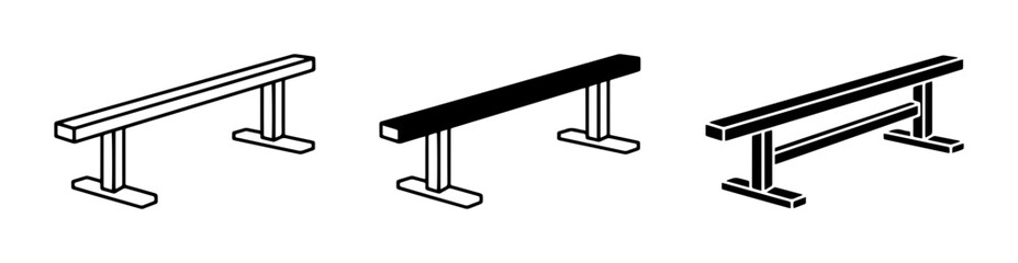 Fototapeta premium Skatepark Grind Rails, Urban Sports Obstacles, Street Style Equipment, Vector Icons