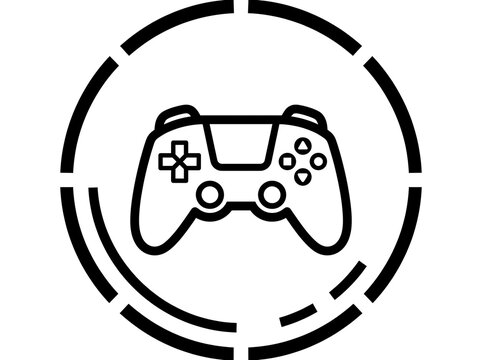 Modern game controller icon in circular design
