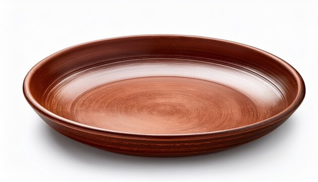 clay brown plate isolated on white background