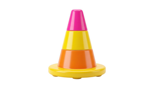 Toy stacking cone for children isolated on transparent background