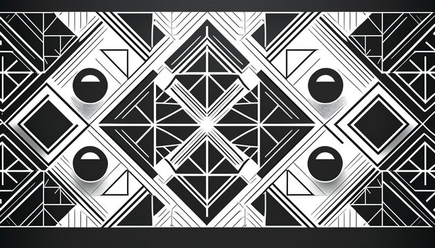 minimalist geometric pattern with overlapping triangles and circles in monochrome line art