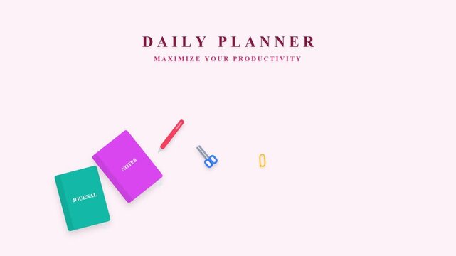 Daily planner stationery set with notebooks and office supplies for planning