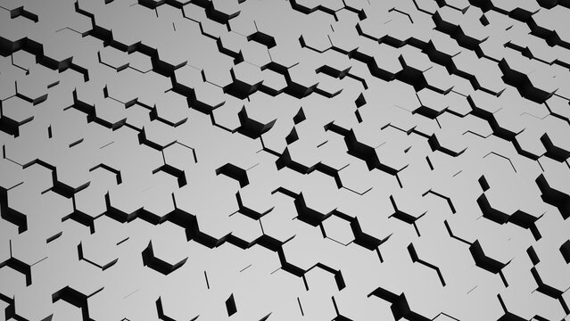 Light silver metallic hexagon 3d relief for futuristic technology interface development.