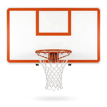 Basketball backboard with hoop and net isolated on white background