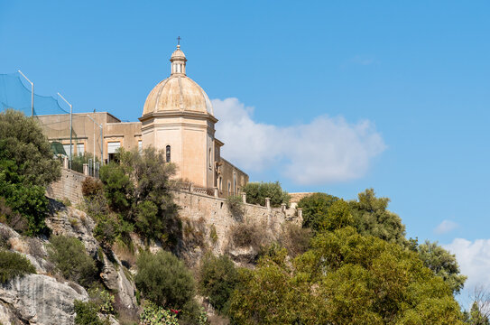 Historic Convent of Santa Maria di Ges&ugrave;, perched on a rocky ridge overlooking Cava of Ispica in the province of Ragusa, Sicily, Italy