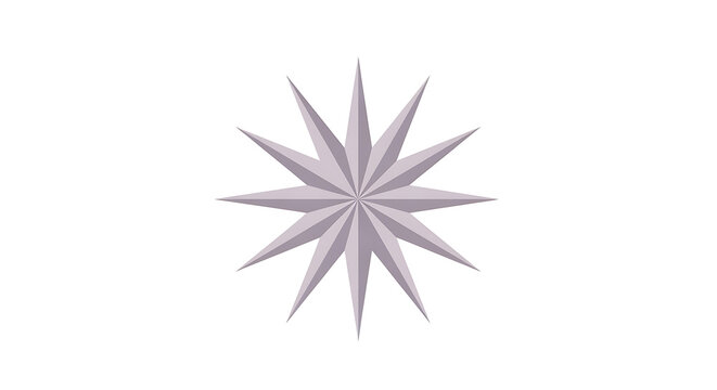 Minimalist Purple Geometric Star Symbol with Pointed Facets Isolated on White Background