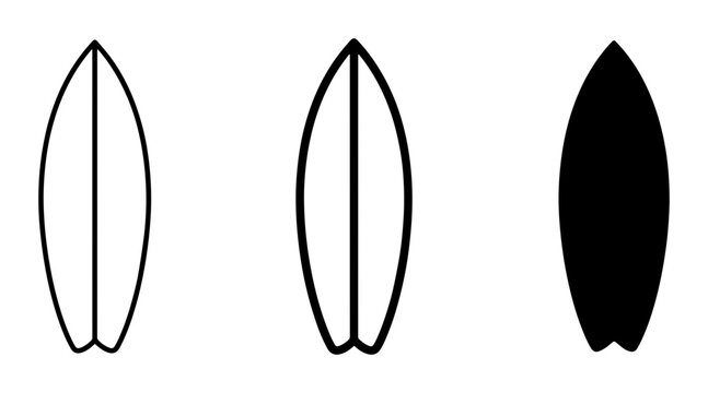 Surfboard Icons Set, Vector Graphics, Water Sports Equipment, Beach Lifestyle Symbols