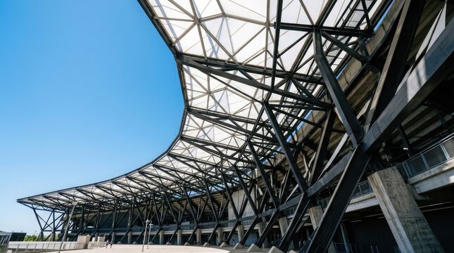 A stunning soccer stadium roof structure serves as a perfect football background image