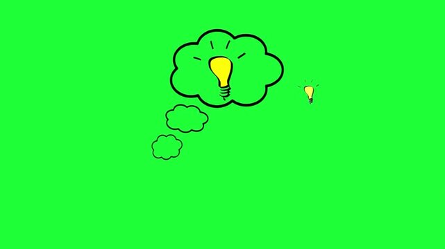 Animated light bulb in thought bubble