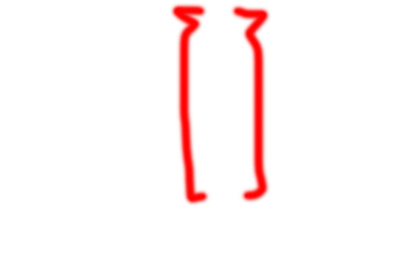 Red Hand Drawn Square Brackets on White Background