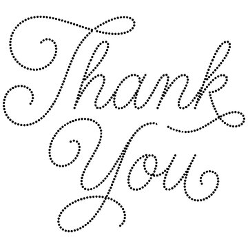Minimalist dotted script thank you text graphic with calligraphy lettering typography handwritten greeting gratitude appreciation