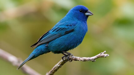 Fototapeta premium The Bluebird Perched on a Branch in Sunlit Natural Setting