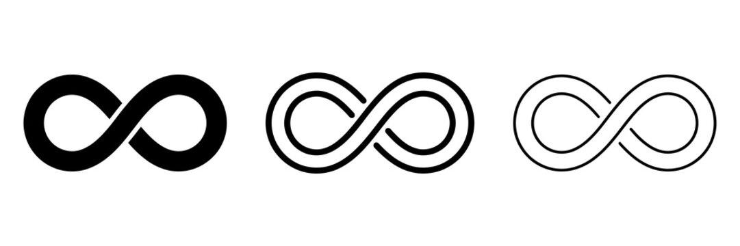 Infinity icon silhouette vector outline and line art