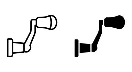 Fishing Reel Handle Icons, Fishing Gear Components, Mechanical Parts, Equipment Symbols © far